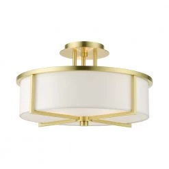 Wesley 16 in. 3-Light Satin Brass Semi-Flush Mount by Livex Lighting
