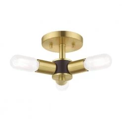 Copenhagen 3 Light Satin Brass Semi Flush Mount by Livex Lighting -Livex Lighting shop satin brass livex lighting flush mount lights 51137 12 4f 1000