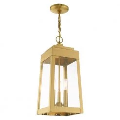 Oslo 3-Light Satin Brass Outdoor Hardwired Pendant Lantern by Livex Lighting -Livex Lighting shop satin brass livex lighting outdoor pendant lights 20857 12 44 1000