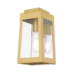 Oslo 1-Light Satin Brass Hardwired Outdoor Wall Lantern Sconce by Livex Lighting -Livex Lighting shop satin brass livex lighting outdoor sconces 20851 12 44 1000