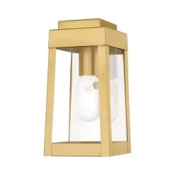 Oslo 1-Light Satin Brass Hardwired Outdoor Wall Lantern Sconce by Livex Lighting