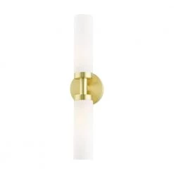 Aero 2 Light Satin Brass ADA Vanity Sconce by Livex Lighting -Livex Lighting shop satin brass livex lighting vanity lighting 10104 12 4f 1000