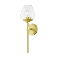 Willow 1-Light Satin Brass Wall Sconce with Clear Glass by Livex Lighting -Livex Lighting shop satin brass livex lighting vanity lighting 17471 12 1f 1000