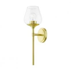 Willow 1-Light Satin Brass Wall Sconce with Clear Glass by Livex Lighting -Livex Lighting shop satin brass livex lighting vanity lighting 17471 12 44 1000