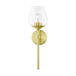 Willow 1-Light Satin Brass Wall Sconce with Clear Glass by Livex Lighting -Livex Lighting shop satin brass livex lighting vanity lighting 17471 12 4f 1000