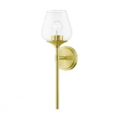 Willow 1-Light Satin Brass Wall Sconce with Clear Glass by Livex Lighting