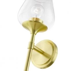 Willow 1-Light Satin Brass Wall Sconce with Clear Glass by Livex Lighting -Livex Lighting shop satin brass livex lighting vanity lighting 17471 12 76 1000
