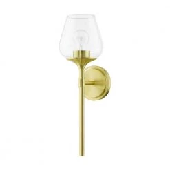 Willow 1-Light Satin Brass Wall Sconce with Clear Glass by Livex Lighting -Livex Lighting shop satin brass livex lighting vanity lighting 17471 12 c3 1000
