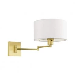 Satin Brass Hardwired/Plug-In Swing Arm Wall Lamp by Livex Lighting -Livex Lighting shop satin brass livex lighting wall lamps 40036 12 1f 1000
