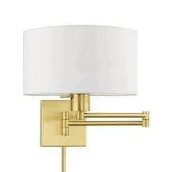 Satin Brass Hardwired/Plug-In Swing Arm Wall Lamp by Livex Lighting -Livex Lighting shop satin brass livex lighting wall lamps 40036 12 4f 1000