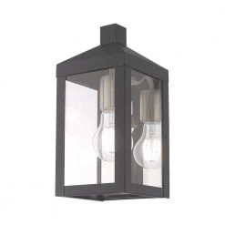 Nyack Mini 1-Light Scandinavian Gray Hardwired Outdoor Wall Lantern Sconce by Livex Lighting -Livex Lighting shop scandinavian gray livex lighting outdoor sconces 20581 76 44 1000
