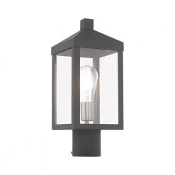 Nyack Small 1-Light Scandinavian Gray Outdoor Post Top Lantern by Livex Lighting -Livex Lighting shop scandinavian gray livex lighting post light sets 20590 76 44 1000