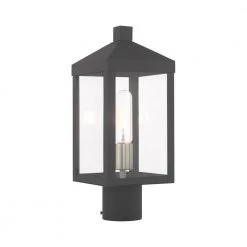 Nyack Small 1-Light Scandinavian Gray Outdoor Post Top Lantern by Livex Lighting