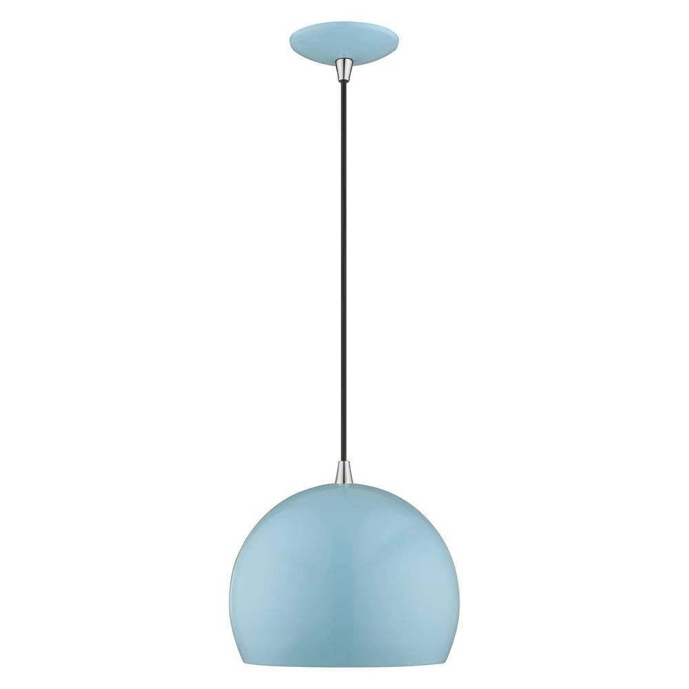 Metal Shade Mini Pendants 1 Light Shiny Baby Blue Mini Pendant by Livex Lighting 8 Metal Shade Mini Pendants 1 Light Shiny Baby Blue Mini Pendant by Livex Lighting - Image 8
