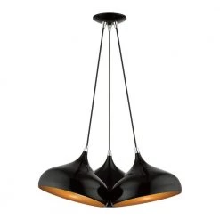 Amador 3-Light Shiny Black Teardrop Cluster Pendant by Livex Lighting