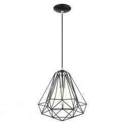 Geometric 1 Light Shiny Black Pendant by Livex Lighting -Livex Lighting shop shiny black livex lighting chandeliers 41324 68 44 1000