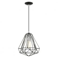 Geometric 1 Light Shiny Black Pendant by Livex Lighting -Livex Lighting shop shiny black livex lighting chandeliers 41324 68 4f 1000