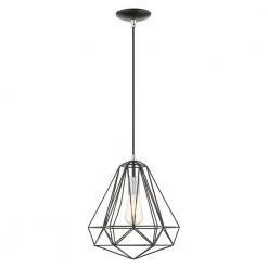 Geometric 1 Light Shiny Black Pendant by Livex Lighting