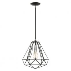 Geometric 1 Light Shiny Black Pendant by Livex Lighting -Livex Lighting shop shiny black livex lighting chandeliers 41324 68 c3 1000