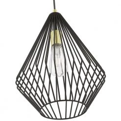 Linz 1-Light Shiny Black Island Pendant with Polished Brass Accents by Livex Lighting -Livex Lighting shop shiny black livex lighting chandeliers 41325 68 1f 1000