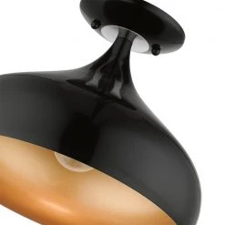Amador 11.75 in. 1-Light Shiny Black Semi-Flush Mount by Livex Lighting -Livex Lighting shop shiny black livex lighting flush mount lights 41050 68 44 1000