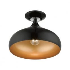 Amador 11.75 in. 1-Light Shiny Black Semi-Flush Mount by Livex Lighting -Livex Lighting shop shiny black livex lighting flush mount lights 41050 68 4f 1000