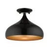 Amador 11.75 in. 1-Light Shiny Black Semi-Flush Mount by Livex Lighting