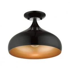 Amador 11.75 in. 1-Light Shiny Black Semi-Flush Mount by Livex Lighting -Livex Lighting shop shiny black livex lighting flush mount lights 41050 68 c3 1000
