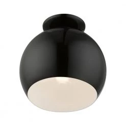 Piedmont 10 in. 1-Light Shiny Black Semi-Flush Mount by Livex Lighting -Livex Lighting shop shiny black livex lighting flush mount lights 43390 68 1f 1000
