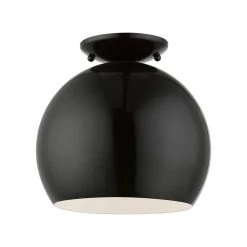 Piedmont 10 in. 1-Light Shiny Black Semi-Flush Mount by Livex Lighting