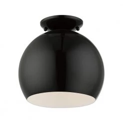 Piedmont 10 in. 1-Light Shiny Black Semi-Flush Mount by Livex Lighting -Livex Lighting shop shiny black livex lighting flush mount lights 43390 68 c3 1000