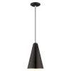 Metal Shade Mini Pendants 1 Light Shiny Black Mini Pendant by Livex Lighting