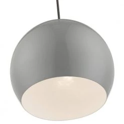 Piedmont 1-Light Shiny Light Gray Globe Pendant with Polished Chrome Accents by Livex Lighting -Livex Lighting shop shiny light gray livex lighting chandeliers 41181 90 4f 1000