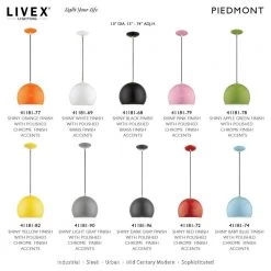 Piedmont 1-Light Shiny Light Gray Globe Pendant with Polished Chrome Accents by Livex Lighting -Livex Lighting shop shiny light gray livex lighting chandeliers 41181 90 76 1000