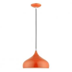 Amador 1-Light Shiny Orange Pendant with Polished Chrome Accents by Livex Lighting