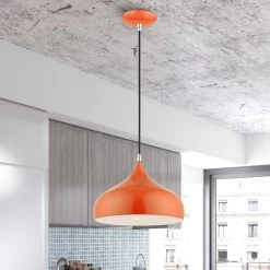 Amador 1-Light Shiny Orange Pendant with Polished Chrome Accents by Livex Lighting -Livex Lighting shop shiny orange livex lighting chandeliers 41172 77 66 1000