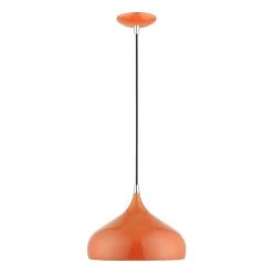 Amador 1-Light Shiny Orange Pendant with Polished Chrome Accents by Livex Lighting -Livex Lighting shop shiny orange livex lighting chandeliers 41172 77 c3 1000