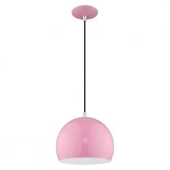 Metal Shade Mini Pendants 1 Light Shiny Pink Mini Pendant by Livex Lighting -Livex Lighting shop shiny pink livex lighting pendant lights 41181 79 1f 1000