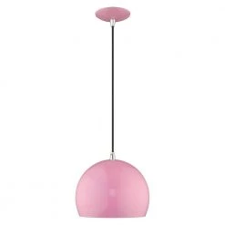 Metal Shade Mini Pendants 1 Light Shiny Pink Mini Pendant by Livex Lighting -Livex Lighting shop shiny pink livex lighting pendant lights 41181 79 4f 1000