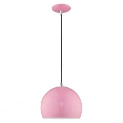 Metal Shade Mini Pendants 1 Light Shiny Pink Mini Pendant by Livex Lighting -Livex Lighting shop shiny pink livex lighting pendant lights 41181 79 c3 1000
