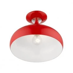 Amador 11.75 in 1-Light Shiny Red Semi-Flush Mount by Livex Lighting -Livex Lighting shop shiny red livex lighting flush mount lights 41050 72 1f 1000