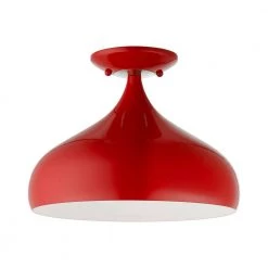 Amador 11.75 in 1-Light Shiny Red Semi-Flush Mount by Livex Lighting