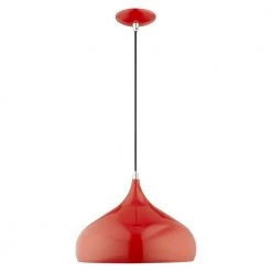 Metal Shade Mini Pendants 1 Light Shiny Red Mini Pendant by Livex Lighting -Livex Lighting shop shiny red livex lighting pendant lights 41173 72 4f 1000