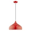 Metal Shade Mini Pendants 1 Light Shiny Red Mini Pendant by Livex Lighting
