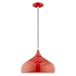 Metal Shade Mini Pendants 1 Light Shiny Red Mini Pendant by Livex Lighting -Livex Lighting shop shiny red livex lighting pendant lights 41173 72 c3 1000