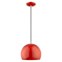 Metal Shade Mini Pendants 1 Light Shiny Red Mini Pendant by Livex Lighting -Livex Lighting shop shiny red livex lighting pendant lights 41181 72 4f 1000