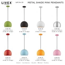 Metal Shade Mini Pendants 1 Light Shiny Red Mini Pendant by Livex Lighting -Livex Lighting shop shiny red livex lighting pendant lights 41181 72 d4 1000