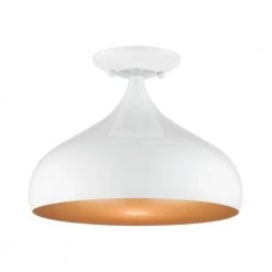 Amador 11.75 in. 1-Light Shiny White Semi-Flush Mount by Livex Lighting