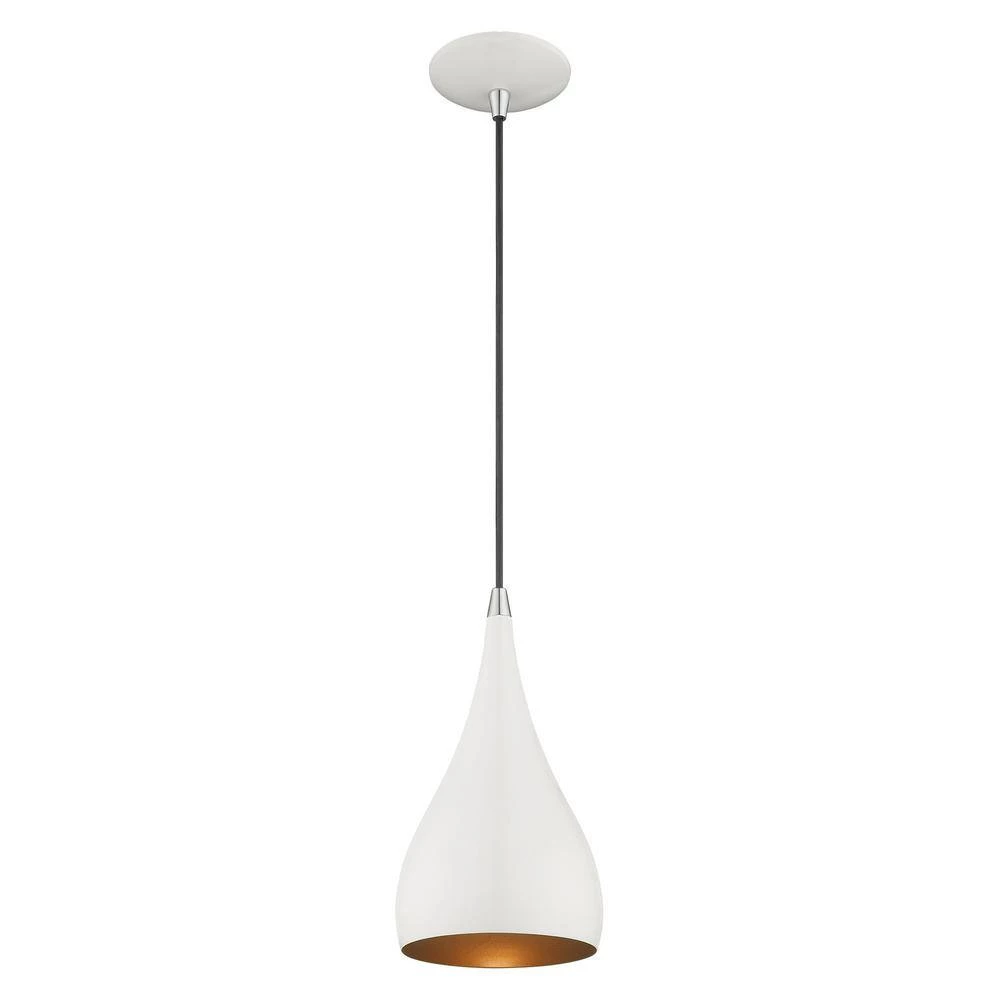 Metal Shade Mini Pendants 1 Light Shiny White Mini Pendant by Livex Lighting 9 Metal Shade Mini Pendants 1 Light Shiny White Mini Pendant by Livex Lighting - Image 9