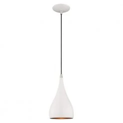 Metal Shade Mini Pendants 1 Light Shiny White Mini Pendant by Livex Lighting